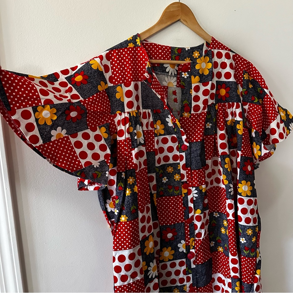 Vintage 70s Housedress Muumuu Ooak (Mm) - image 2